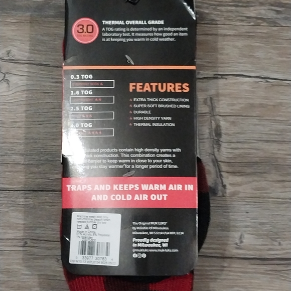 Muk Luks Heat Retainers Thermal Insulated Socks 3.0 TOG Rating Buffalo Plaid Red - Picture 4 of 5